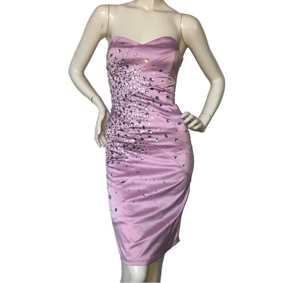 Y2K Jane Norman Pink Lilac Mauve Dress with Embellished Silver gems. XS - Picture 4 of 15